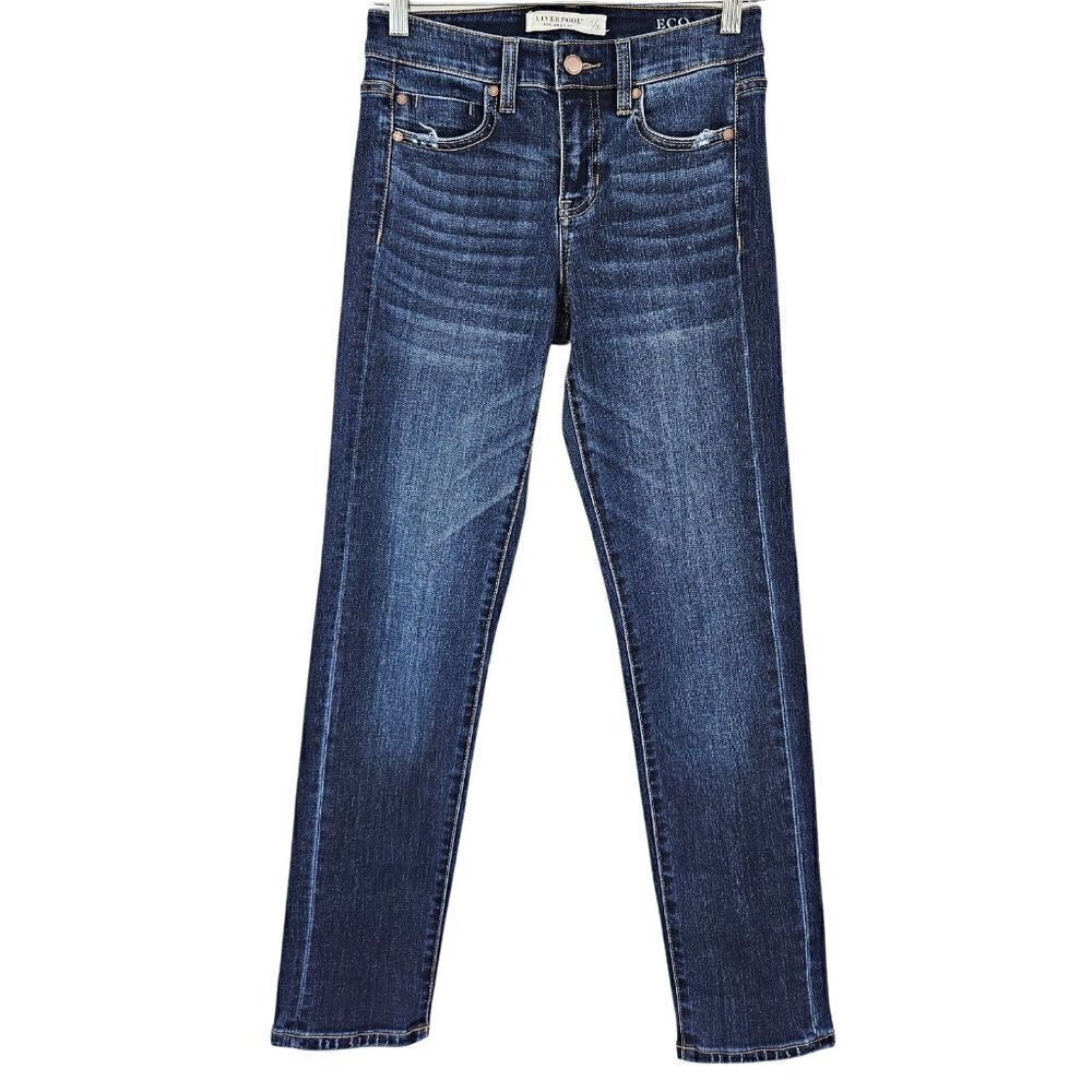 Liverpool Girlfriend Slim Straight Leg Jeans Dark Wash Women's 0/25 High Waisted